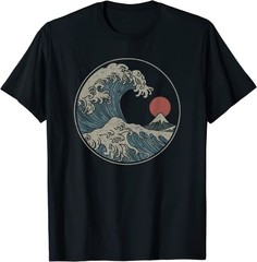 Great Wave off Kanagawa Japanese Art Aesthetic Tsunami T-Shirt For Men