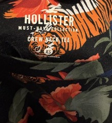 hollister must have collection t shirt with tigers & roses size xs