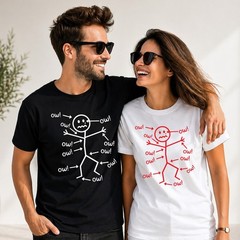 Funny Stick Figure ‘Ow’ T-Shirt Sarcastic Pain Humor Graphic T Shirt Unisex Tee