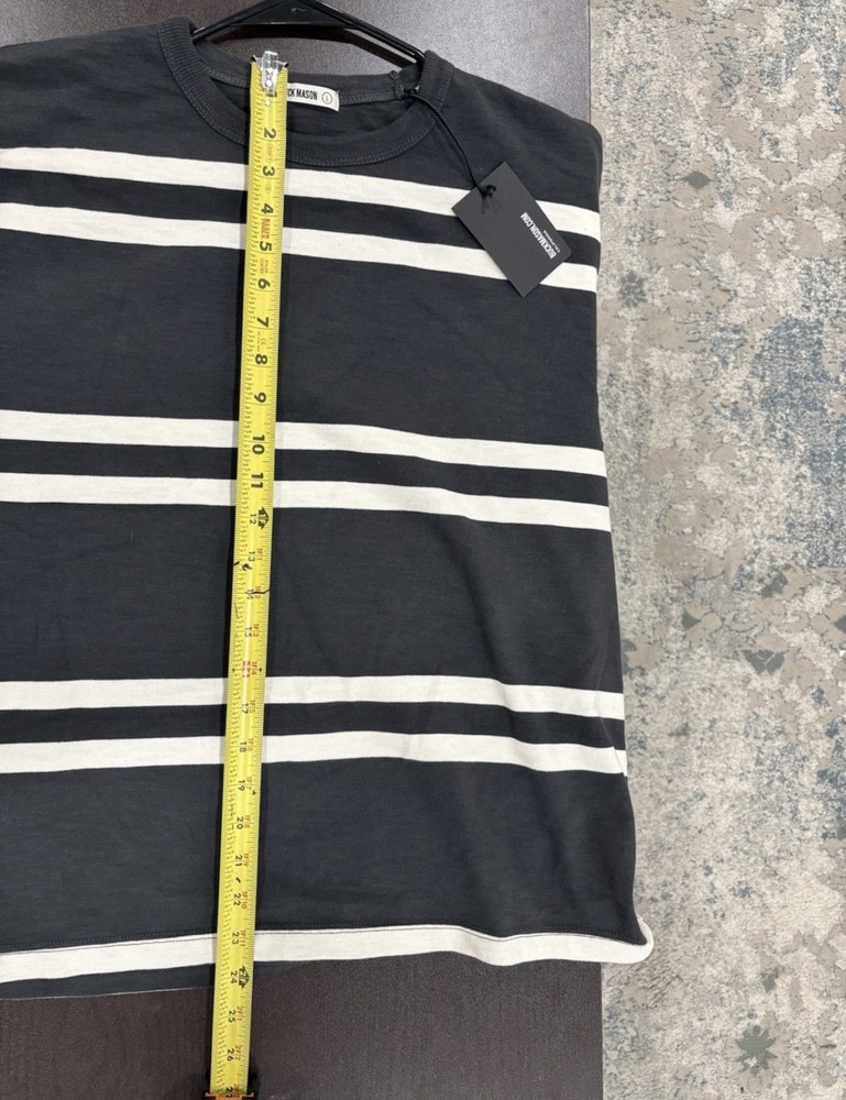 NWT Buck Mason Kokomo Stripe Tee Large Natural Faded Black Shirt Men’s 78$