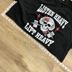 Women’s Black Listen Heavy Lift Heavy Skull crop top Size XL