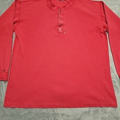 Vintage Eddie Bauer Henley Shirt Men L Red Ribbed Knit Distressed Grandpa Logger