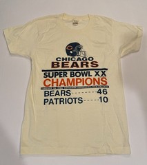 VTG Super Bowl XX Chicago Bears New England Patriots Small (34-36) TShirt NWOT