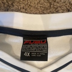 FUBU Collection NYC Mesh V-Neck Jersey T-Shirt 4X Big & Tall White/Navy