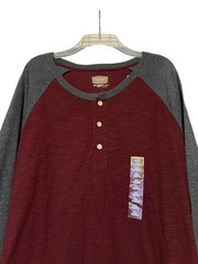 Foundry 3XL Henley Shirt Burgundy Gray Raglan Long Sleeve Big Tall NWT