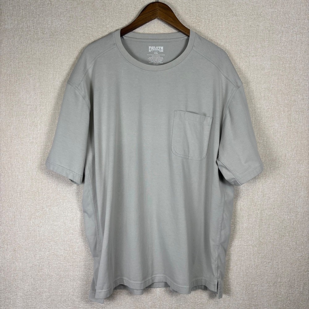 Duluth Trading Co Mens 2XL Gray Coolmax Cotton Blend Pocket T-Shirt Short Sleeve