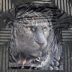 Panther Lion Print Tees Tops Summer Casual Animal Men size L