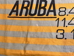 VINTAGE Aruba Byron Bus & Taxi Time Table Sleeveless Shirt Men’s 2XL Striped