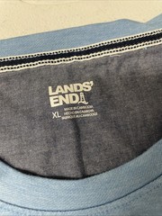 Lands End Mens Classic Fit 4-Way Stretch Tee Shirt BLUE Crewneck XL Short Sleeve