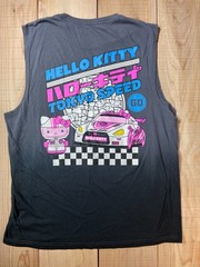 Hello Kitty Tokyo Speed Racing Tank Top XL Gray Sanrio Graphic Tee