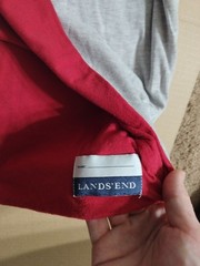 Vtg Red/Grey Lands End T Shirt Made USA Size 19.5 Pit Single Stitch No Size Tag