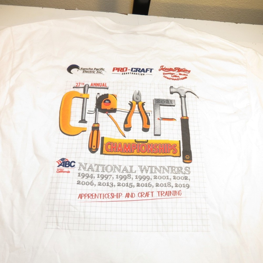 NEW ABC CALIFORNIA CONSTRUCTION ENGINEERS TOOLS CRAFT CHAMPIONSHIP T SHIRT XL