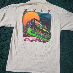 Vintage 1992 Kyle Petty NASCAR Tee Cal Cru L/XL Neon Graphic Racing Shirt