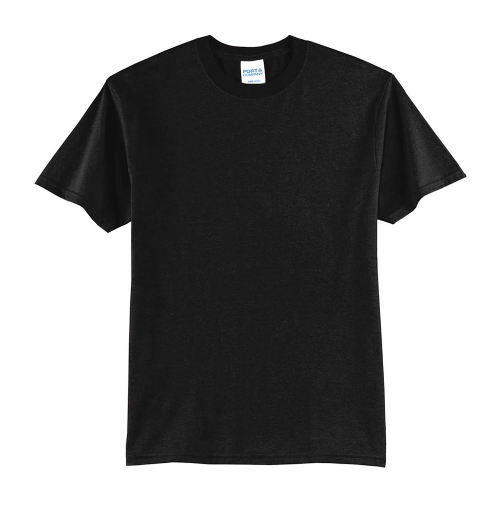 NEW-JET BLACK-BLANK TEE-50/50/PRE SHRUNK-T-SHIRT-IN STOCK-PORT & CO-ALL SIZES