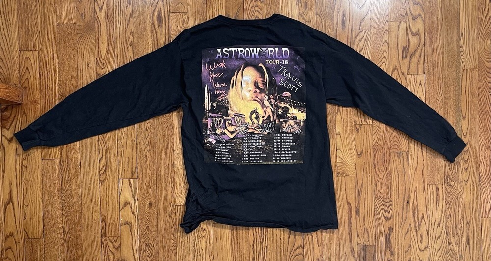 Travis Scott Astroworld Bootleg T Shirt Wish You Were Here Black Mens Size M