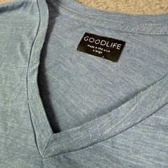 Goodlife Shirt Mens XL Blue Short Sleeve V Neck Tri Blend Soft USA Curve Hem