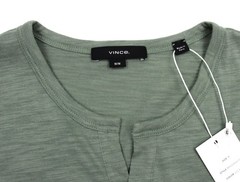 Vince Slub Henley T-Shirt Mens M Green Short Sleeve 100% Cotton Jersey NWT