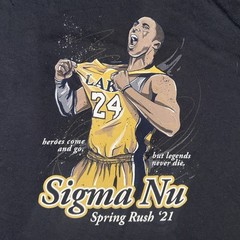 Sigma Nu Fraternity Kobe Bryant #24 LA Lakers Tribute T Shirt Mens Large Black L