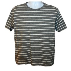 Peter Millar Collection Mens M Grey White Striped Cotton Blend Crew Neck T-Shirt
