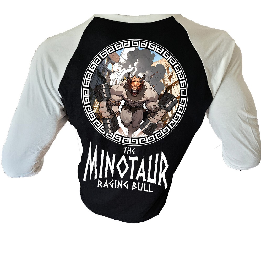 Iron Gods Minotaur Workout T-Shirt, Mens Raglan Shirt, Gym Clothing, Gym Outfit