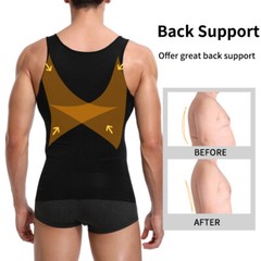 Mens Body Shaper Toning T-Shirt Ultra Durable Vest Compression Workout Underwear