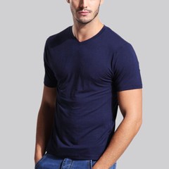Men’s Ultra Soft Smooth T Shirt Bamboo Viscose Short Sleeve Casual Tee Navy Blue