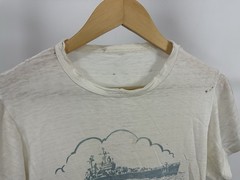 VTG 40s 50s USS Roanoke CL 145 USN Crew Military Issued Thrashed Worn T-Shirt M