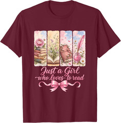 Just A Girl Who Loves to Read Floral Book Lover Unisex T-Shirt