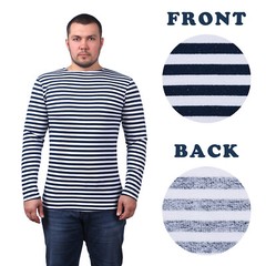 Men’s Striped Long Sleeved T-Shirt 100% Cotton Dark Blue Original Telnyashka