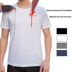 Waterproof Men T-Shirt Anti-dirty Shirts Hydrophobic Breathable Quick Dry O Neck