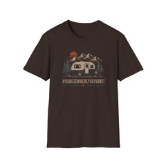 Camper Tee — “#HOMEISWHEREYOUPARKIT” Vintage Travel Trailer