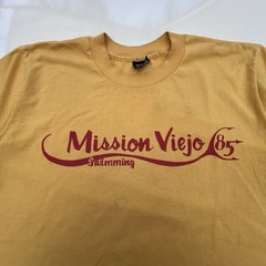 True Vintage 80’s Mission Viejo Diablos Swimming T Shirt Men’s Large Yellow USA