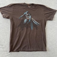Batman DC Comics Heather Brown Typographic Graphic T-Shirt Mens Medium