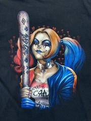 VINTAGE Harley Quinn Shirt Men’s Large Black Rock Eagle Graffiti Single Stitch
