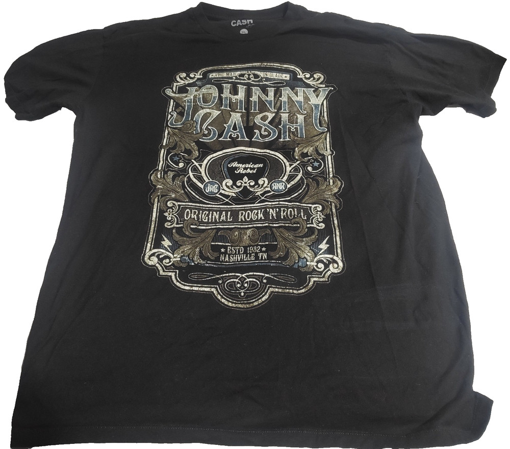 OFFICIAL JOHNNY CASH ‘AMERICAN REBEL’ T-SHIRT – BLACK, SIZE XL