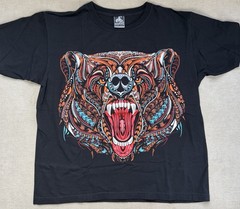 Grizzly Bear Colorful Artsy T-Shirt Small Black Short Sleeve Animal Wildlife