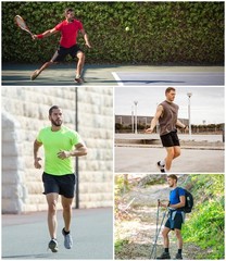 Kinglaman 4 Pack Mens 2 in 1 Running Workout Large, 2 Black 1 Blue 1 Gray