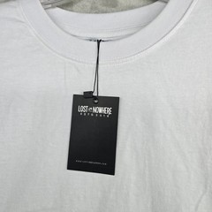 LINW LOST in NOWHERE Mens White Oversized Cropped tee T Shirt XL Handmade