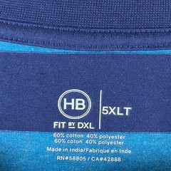 Harbor Bay HB Big & Tall T Shirt Size 5XLT Blue Stripe Short Sleeve Crew Neck