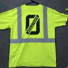 GSS Safety Shirt Mens Large Yellow Hi Vis Reflective Pocket Workwear Tee Top