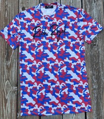Rich Royal Adult Size Small T Shirt Red Blue Camo Pattern K-284
