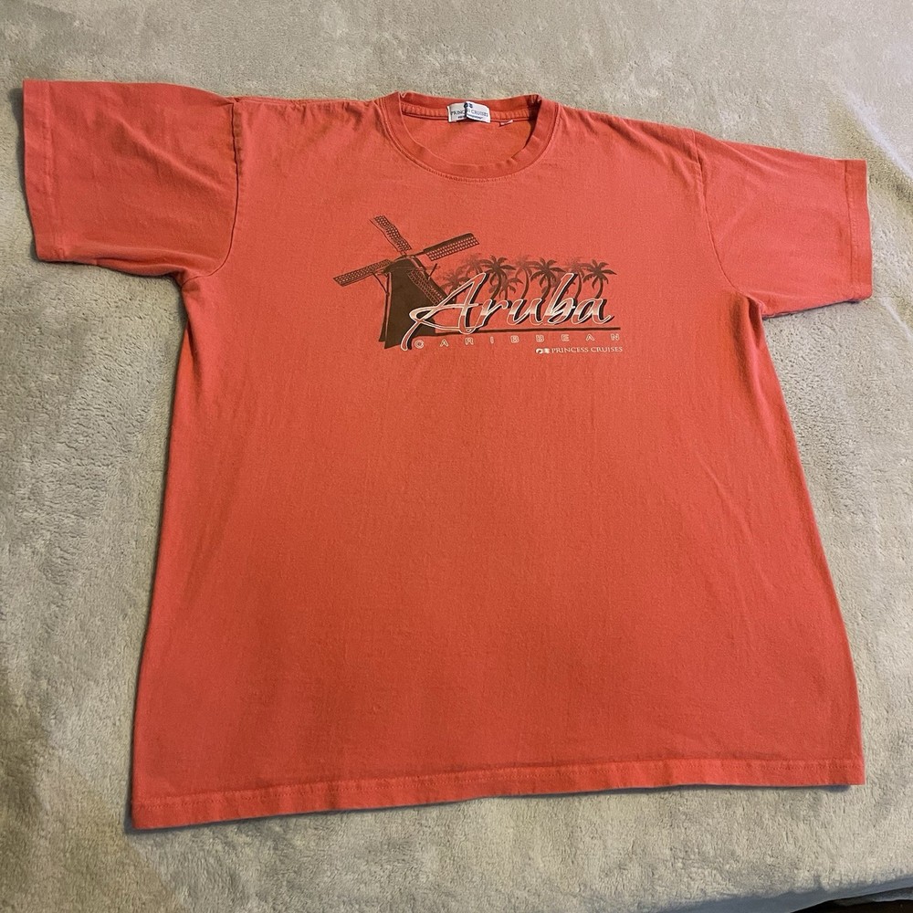 Streetwear Shirt Adult XL Red Aruba Caribbean Graphic Workout Lightweight Tee