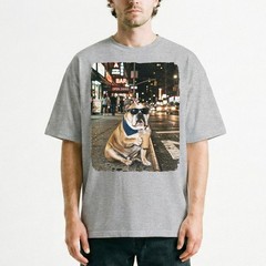 English Bulldog Bandana Iced Latte NYC Night Street Unisex T-Shirt Funny Tee