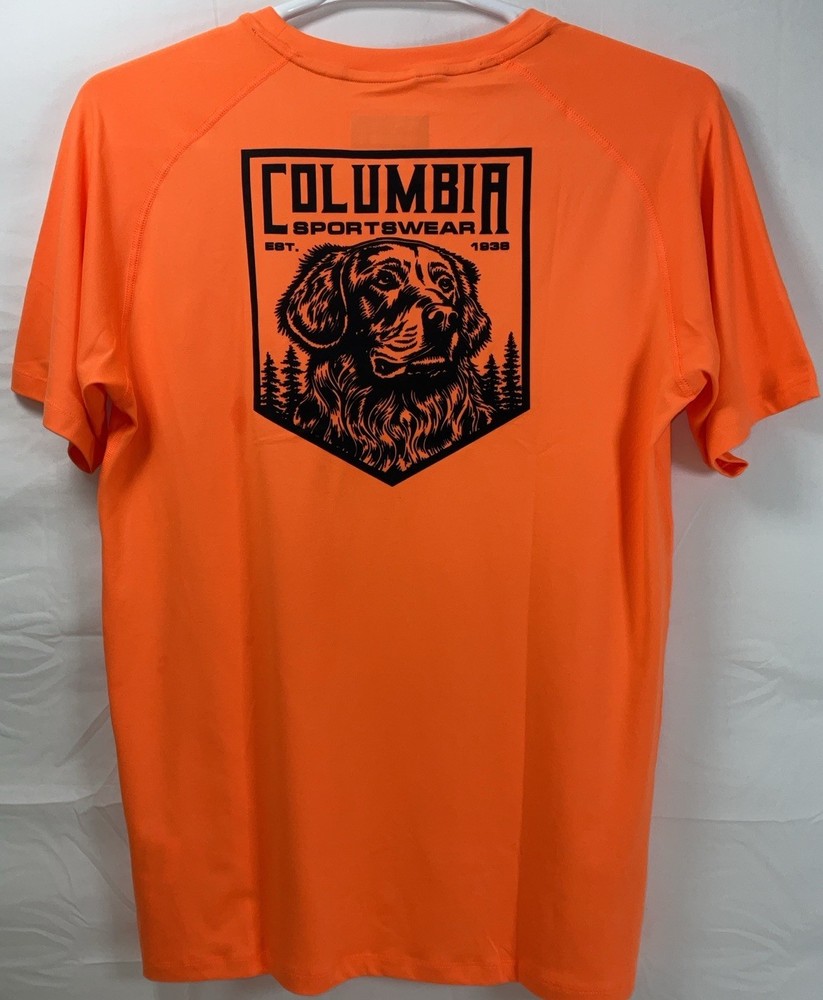 NWT Men’s Columbia Dri-Fit Bound Best Friend Dog Graphic Shirt Orange Medium