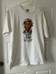 A Bathing Ape BAPE Baby Milo Graphic Logo Crew Neck Cotton Jersey Tee Men’s L