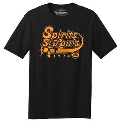 St. Louis Spirits 1974 ABA Logo Basketball TRI-BLEND Tee Shirt – Solid Black