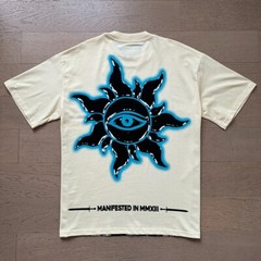 25/SS Godspeed Hip hop skeleton soldier print pattern Tee Washed Mens T-shirt