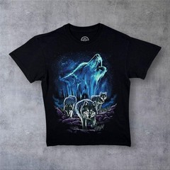 DOM Goth Wolf Animal Wildlife Graphic Black Cotton T-Shirt Medium