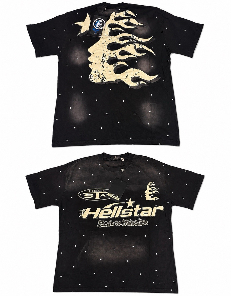 Hellstar Men’s Black Graphic Logo Crew Neck Short Sleeve T-Shirt Size M