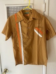 Vintage 70s Uniform Mfg Co Work Shirt Mens S Brown Gas Station Mechanic Shirt